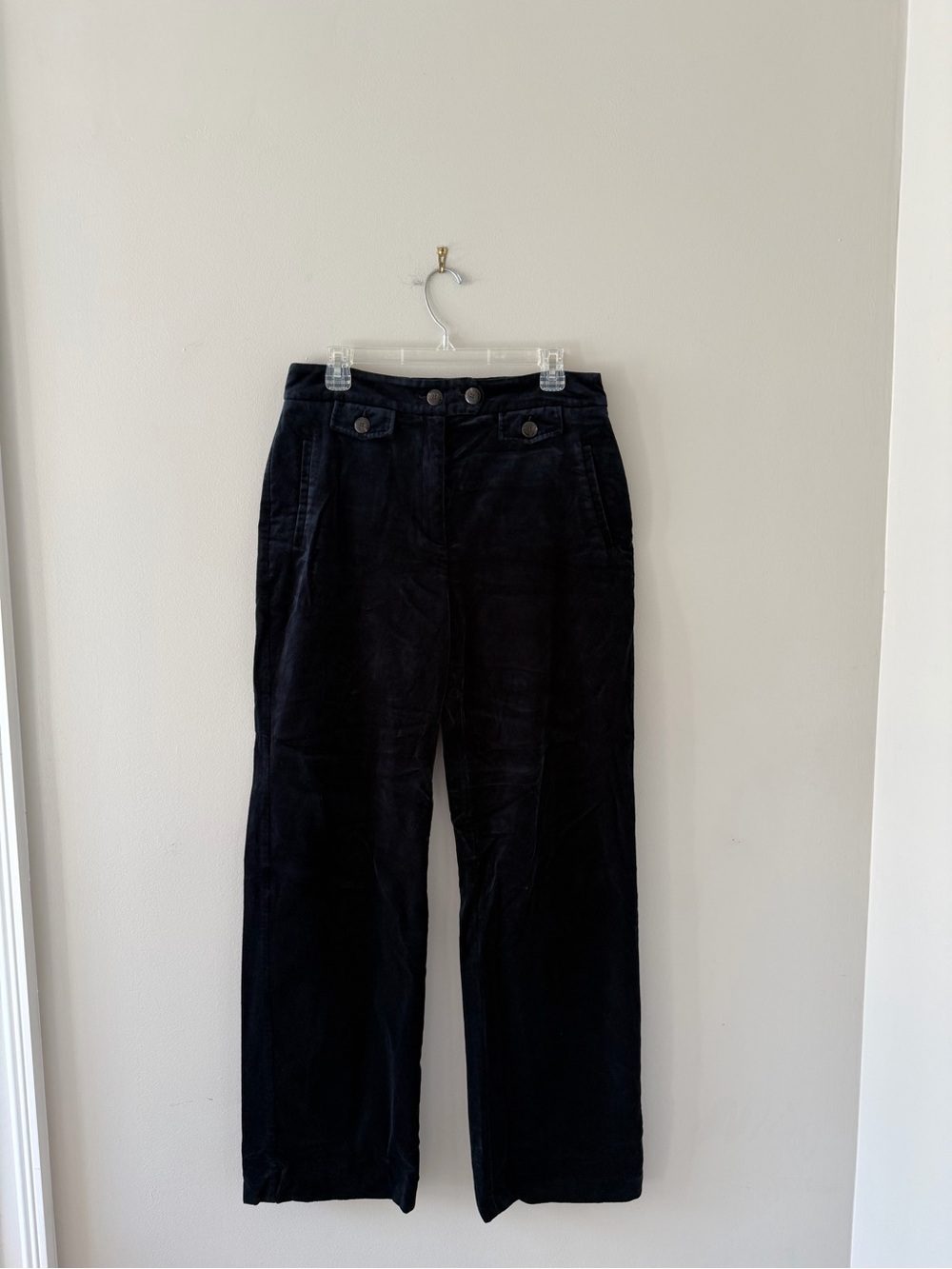 Sézane Straight-Leg Velvet Jeans in Black